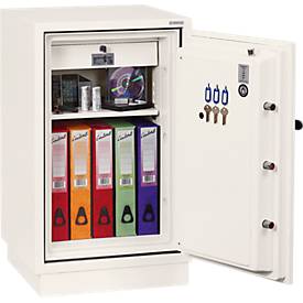 Feuerschutzschrank FS 0442, Elektronikschloss, B 520 x T 520 x H 820 mm, Stahl, signalweiß RAL 9003