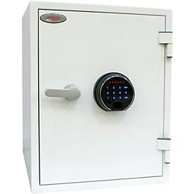 Feuerschutzschrank FS 1283 F, Fingerprintschloss, Stahl, signalweiß RAL 9003