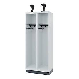 Feuerwehrspind C+P Evolo EXPERT, 2 Abteile, mit Sockel, B 800 x T 500 x H 1950 mm, RAL 7035 Lichtgrau/RAL 7016 Anthrazitgrau