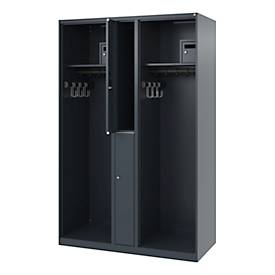 Feuerwehrspind C+P Evolo Maxi, 4 Abteile für 2 Personen, ohne Helmhalter, Bodengleiter, B 1200 x T 500 x H 1850 mm, RAL 7016 Anthrazitgrau