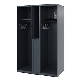 Feuerwehrspind C+P Evolo Maxi, 4 Abteile für 2 Personen, ohne Helmhalter, Bodengleiter, B 1200 x T 500 x H 1850 mm, RAL 7016 Anthrazitgrau