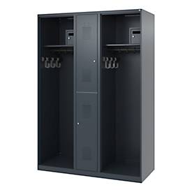 Feuerwehrspind C+P Evolo Maxi, 4 Abteile für 2 Personen, ohne Helmhalter, Bodengleiter, B 1300 x T 500 x H 1850 mm, RAL 7016 Anthrazitgrau