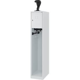 Feuerwehrspind C+P Evolo Youngster, 1 Abteil, mit Helmhalter, Bodengleiter, B 300 x T 500 x H 1530 mm, RAL 7035 Lichtgrau
