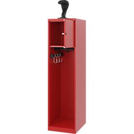 Feuerwehrspind C+P Evolo Youngster, 1 Abteil, mit Helmhalter, Bodengleiter, B 400 x T 500 x H 1530 mm, RAL 3000 Feuerrot