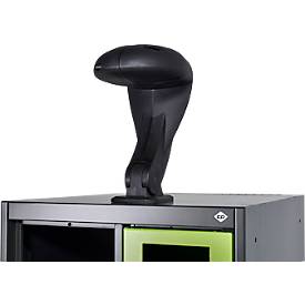 Feuerwehrspind C+P Evolo Youngster, 1 Abteil, mit Helmhalter, Bodengleiter, B 400 x T 500 x H 1530 mm, RAL 3000 Feuerrot