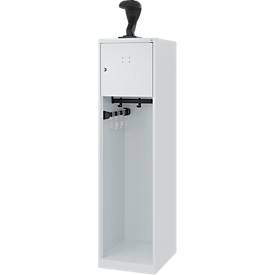 Feuerwehrspind C+P Evolo Youngster, 1 Abteil, mit Helmhalter, Bodengleiter, B 400 x T 500 x H 1530 mm, RAL 7035 Lichtgrau