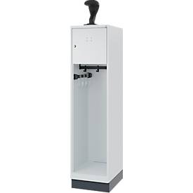 Feuerwehrspind C+P Evolo Youngster, 1 Abteil, mit Helmhalter, mit Sockel, B 400 x T 500 x H 1630 mm, RAL 7035 Lichtgrau/RAL 7016 Anthrazitgrau