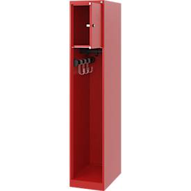 Feuerwehrspind C+P Evolo Youngster, 1 Abteil, ohne Helmhalter, Bodengleiter, B 300 x T 500 x H 1530 mm, RAL 3000 Feuerrot