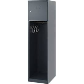 Feuerwehrspind C+P Evolo Youngster, 1 Abteil, ohne Helmhalter, Bodengleiter, B 400 x T 500 x H 1530 mm, RAL 7016 Anthrazitgrau