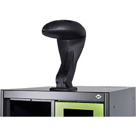 Feuerwehrspind C+P Evolo Youngster, 2 Abteile, mit Helmhalter, Bodengleiter, B 800 x T 500 x H 1530 mm, RAL 3000 Feuerrot