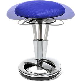 Fitness-Hocker SITNESS BOB, ergonomisches Sitzen, Sitzhöhe 440 bis 570 mm, blau, Gestell verchromt