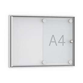 Flach-Schaukästen, spitz, alusilber, Acryl-Ganzglastür