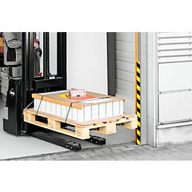 Flächenschutzprofil Durable S32R, halbrund, Klebefläche 32 mm, selbstklebend, für Innen- & Außenbereich, L 1000 mm, PU-Schaum, gelb/schwarz