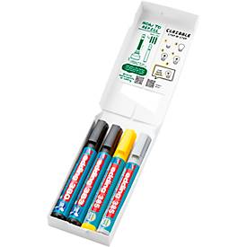 Flipchart Effektmarker Set Edding 385, 4-teilig, Schreibfarbe Schwarz, flexible Pinselspitze, Strichstärke 1-5 mm, nachfüllbar