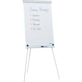Flipchart Franken X-tra!Line Standard, höhenverstellbar, Schnellwechselhalterung, Ablageschale, magnethaftende Tafel mit B 680 x H 1050 mm, hellgrau