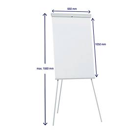 Flipchart Franken X-tra!Line Standard, höhenverstellbar, Schnellwechselhalterung, Ablageschale, magnethaftende Tafel mit B 680 x H 1050 mm, hellgrau