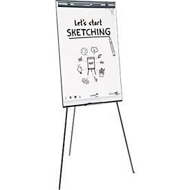 Flipchart Legamaster Sketch Easy, magnetische Tafel, höhenverstellbar, Dreibein-Fuß, inkl. Abschlageschale, B 680 x H 1050 mm, schwarz-weiß