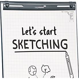 Flipchart Legamaster Sketch Easy, magnetische Tafel, höhenverstellbar, Dreibein-Fuß, inkl. Abschlageschale, B 680 x H 1050 mm, schwarz-weiß