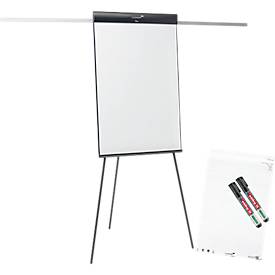 Flipchart Legamaster Sketch Pro, magnetisch bord, in hoogte verstelbaar, 2 zijarmen, statiefvoet, incl. startset, B 680 x H 1050 mm, zwart/wit