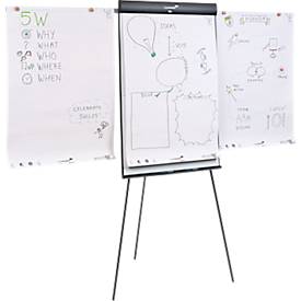 Flipchart Legamaster Sketch Pro, magnetische Tafel, höhenverstellbar, 2 Seitenarme, Dreibein-Fuß, inkl. Starterset, B 680 x H 1050 mm, schwarz-weiß