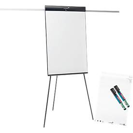 Flipchart Legamaster Sketch Pro, tableau magnétique, réglable en hauteur, 2 bras latéraux, pied tripode, kit de démarrage inclus, L 680 x H 1050 mm, noir-blanc