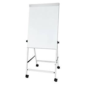 Flipchart MAUL office, Tafel B 70 x H 100 mm, inkl. Ablageschale, stufenlos höhenverstellbar, Vierbein, feststellbare Doppelrollen, weiß