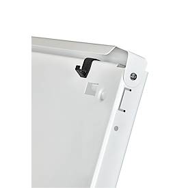 Flipchart MAUL office, Tafel B 70 x H 100 mm, inkl. Ablageschale, stufenlos höhenverstellbar, Vierbein, feststellbare Doppelrollen, weiß