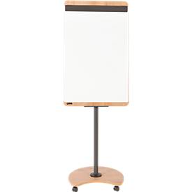 Flipchart Rocada Natural Mobil, tableau en acier, cadre imitation bois, avec roulettes
