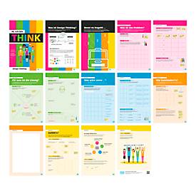 Flipchartblock PLAYROOM THINK FLIP, 14 vorgedruckte Blatt für Design Thinking/Innovationsprozesse, B 650 x H 970 mm, Papier, mehrfarbig, 5 Stück