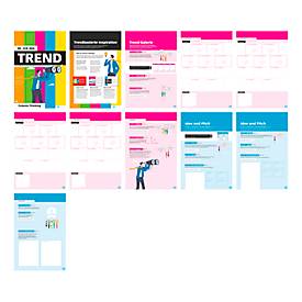 Flipchartblock PLAYROOM TREND FLIP, 13 vorgedruckte Blatt für Future Thinking/Innovationsprozesse, B 650 x H 970 mm, Papier, mehrfarbig, 5 Stück