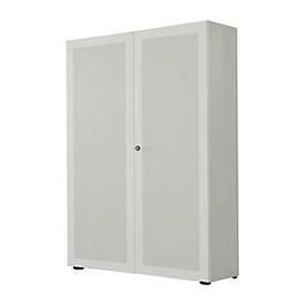 Flügeltürenschrank, 2-türig, Akustikfront, 1000 x 2300 mm, 6 OH, lichtgrau