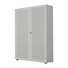 Flügeltürenschrank, 2-türig, Akustikfront, 1000 x 2300 mm, 6 OH, silber