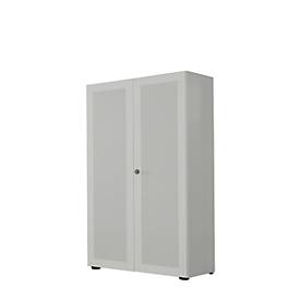 Flügeltürenschrank, 2-türig, Akustikfront, 800 x 1930 mm, 5 OH, silber