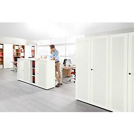 Flügeltürenschrank, 2-türig, Akustikfront, 800 x 1930 mm, 5 OH, weiß