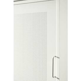 Flügeltürenschrank, 2-türig, Akustikfront, 800 x 1930 mm, 5 OH, weiß