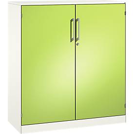 Flügeltürenschrank ASISTO C 3000, 3 Ordnerhöhen, B 1000 mm, weiß/virdingrün