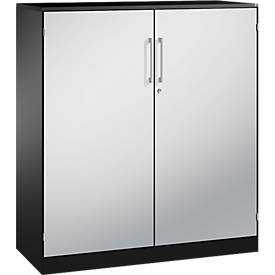 Flügeltürenschrank ASISTO C 3000, 3 Ordnerhöhen, B 1200 mm, anthrazit/alusilber