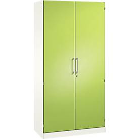 Flügeltürenschrank ASISTO C 3000, 5 Ordnerhöhen, B 1000 mm, weiß/virdingrün