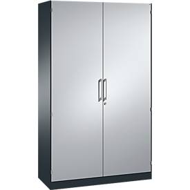 Flügeltürenschrank ASISTO C 3000, 5 Ordnerhöhen, B 1200 mm, anthrazit/alusilber