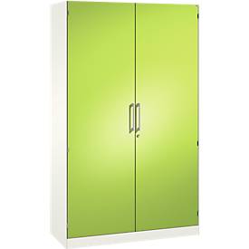 Flügeltürenschrank ASISTO C 3000, 5 Ordnerhöhen, B 1200 mm, weiß/virdingrün