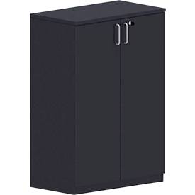 Flügeltürenschrank BEXXSTAR, 3 Ordnerhöhen, Holztüren, H 1155 mm, schwarz