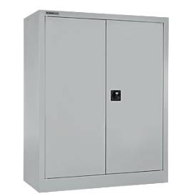 Flügeltürenschrank MS iCONOMY, Stahl, 3 Ordnerhöhen, B 800 x T 400 x H 1215 mm, weißaluminium RAL 9006