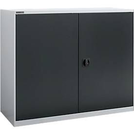 Flügeltürenschrank Schäfer Shop Select MS-i 12412, Stahlblech, B 1200 x T 400 x H 1215 mm, 3 OH, Weißaluminium/Anthrazitgrau, bis 150 kg 