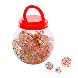 Flummi-Set, 60-tlg. Konfetti - Behälter mit Deckel und Henkel