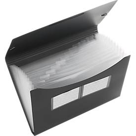 FolderSys Fächermappe, 12 Fächer, A4-Format, Spanngummi-Verschluss, rauchfarben
