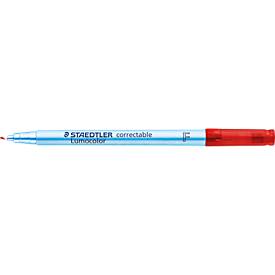 Folienstifte Staedtler Lumocolor® correctable 305, Linienbreite F, trocken abwischbar, 10 St., rot