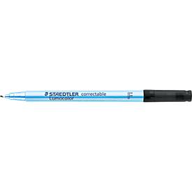 Folienstifte Staedtler Lumocolor® correctable 305, Linienbreite F, trocken abwischbar, 10 St., schwarz