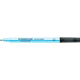 Folienstifte Staedtler Lumocolor® correctable 305, Linienbreite M, trocken abwischbar, 10 St., schwarz