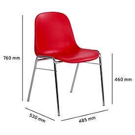 Formschalenstuhl Beta, stapelbar, desinfektionsmittelbeständig, Sitzhöhe 460 mm, rot