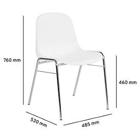 Formschalenstuhl Beta, stapelbar, desinfektionsmittelbeständig, Sitzhöhe 460 mm, weiß